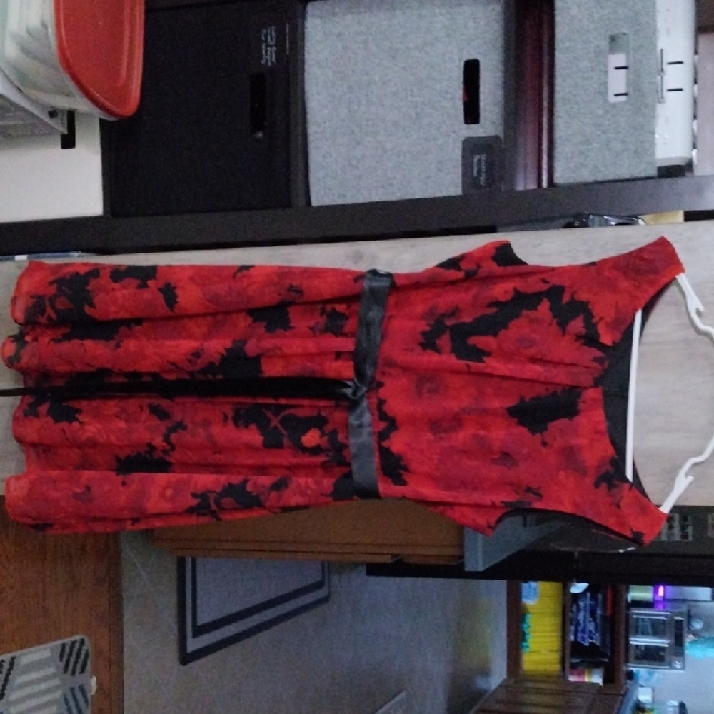 Connected Apparel Red and Black Dress